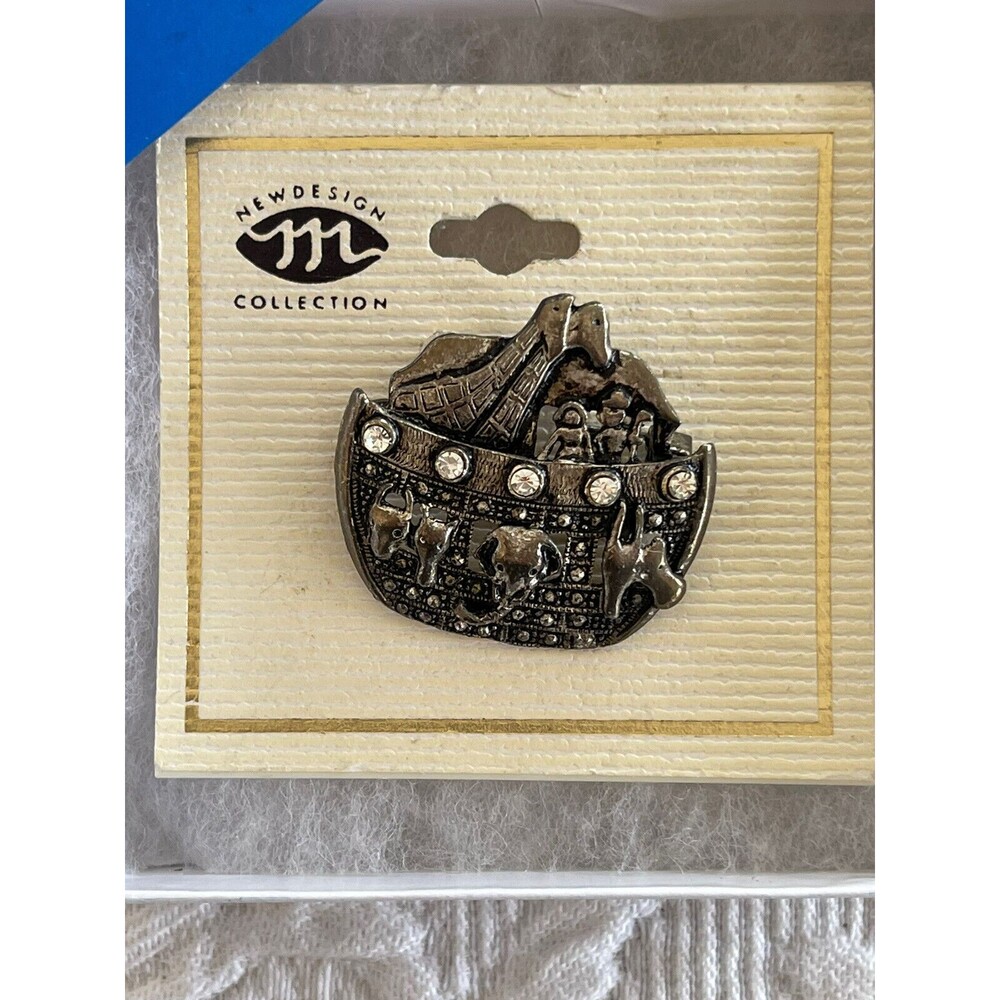 Noah's Ark Pin Brooch Christian Animals Rhinestones New Design Collection Korea